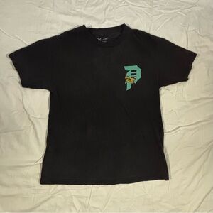 Black Primitive T-Shirt with Floral and Butterfly Design